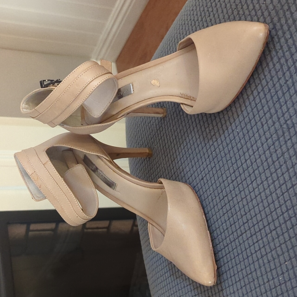 Nude Pointed Toe Heel with Ankle Strap